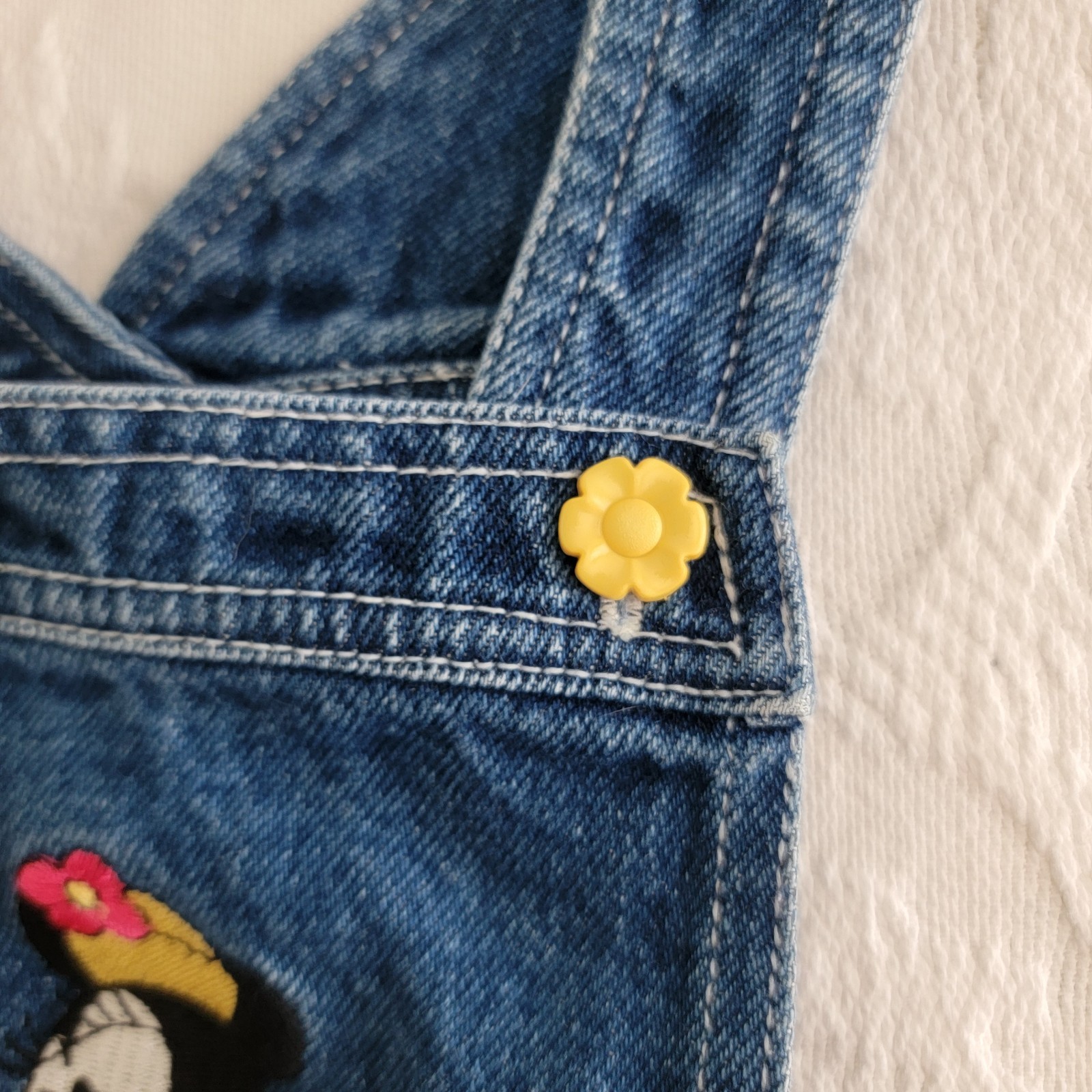 Vintage Baby Mickey & Co Minnie Mouse Embroidered Denim Jumper Dress Size 18 mo