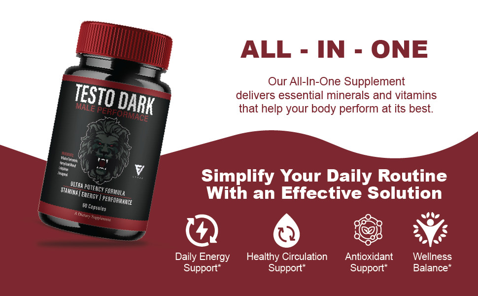Testo Dark Max Performance Supplement, TestoDark Pills (60 Capsules)