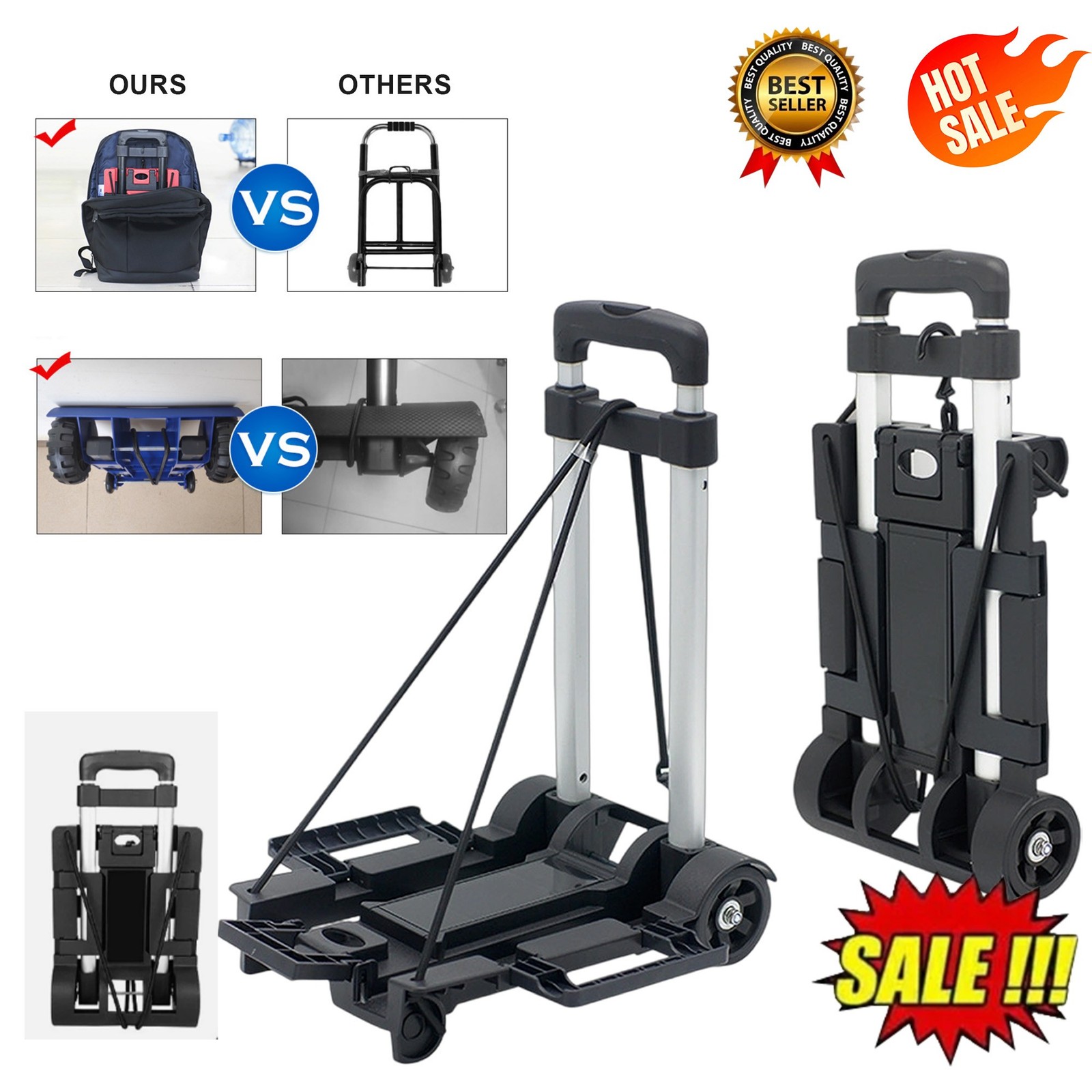 Heavy Duty Platform Cart Dolly Folding Moving Luggage Hand Truck Trolley 70lbs