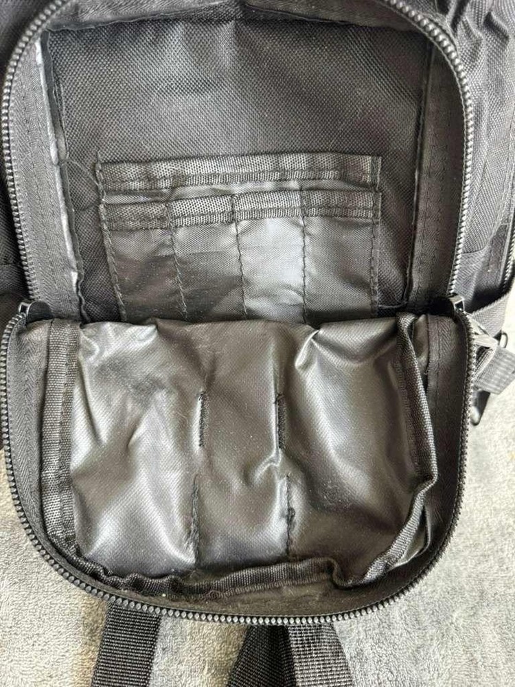 Black Nylon Tactical Backpack Adjustable Straps Multiple Compartments Zip Buckle