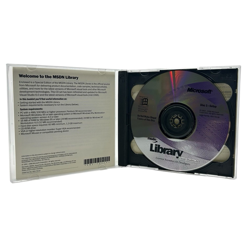 Microsoft Developer Network Visual Studio Basic 6.0 6 MSDN Library 2 Disc Set