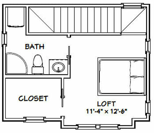 20x16 Tiny House -- PDF Floor Plan -- 547 sq ft -- Model 1