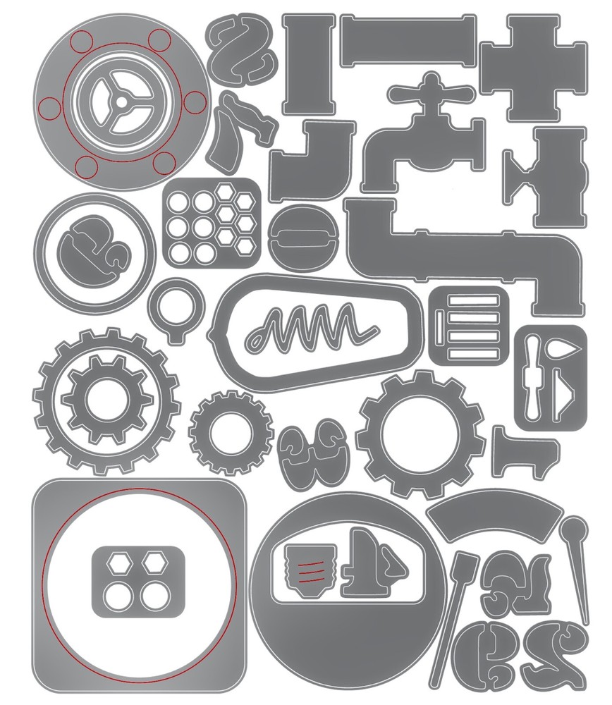 New Sizzix Thinlits 37pc Vault Industrial #666874 Retail $20.99 by Tim Holtz