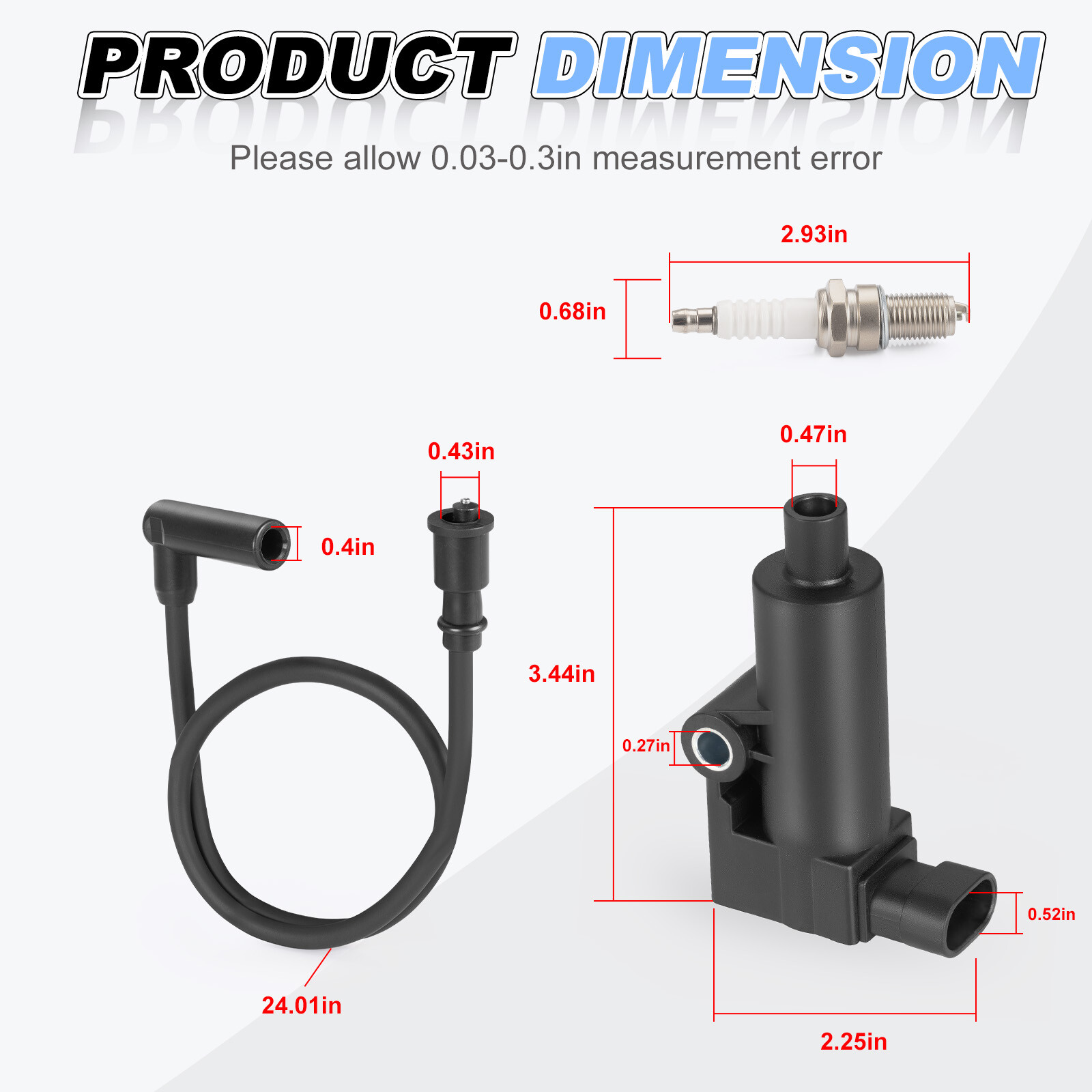Ignition Coil & Spark Plug w/ Wire Cap for Hisun UTV 250 400 450 500 MSU 400 500
