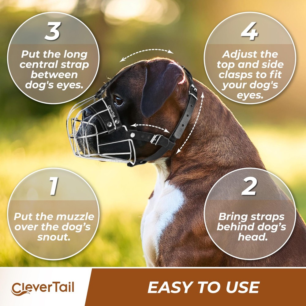 Metal Muzzle for Boxer Dog Breed – Bite Proof Boxer Muzzle for Medium and Lar...