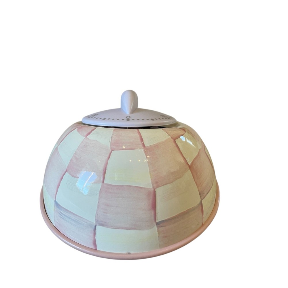 Mackenzie-Childs Rosy Check Kitchen Timer Pink & White NEW