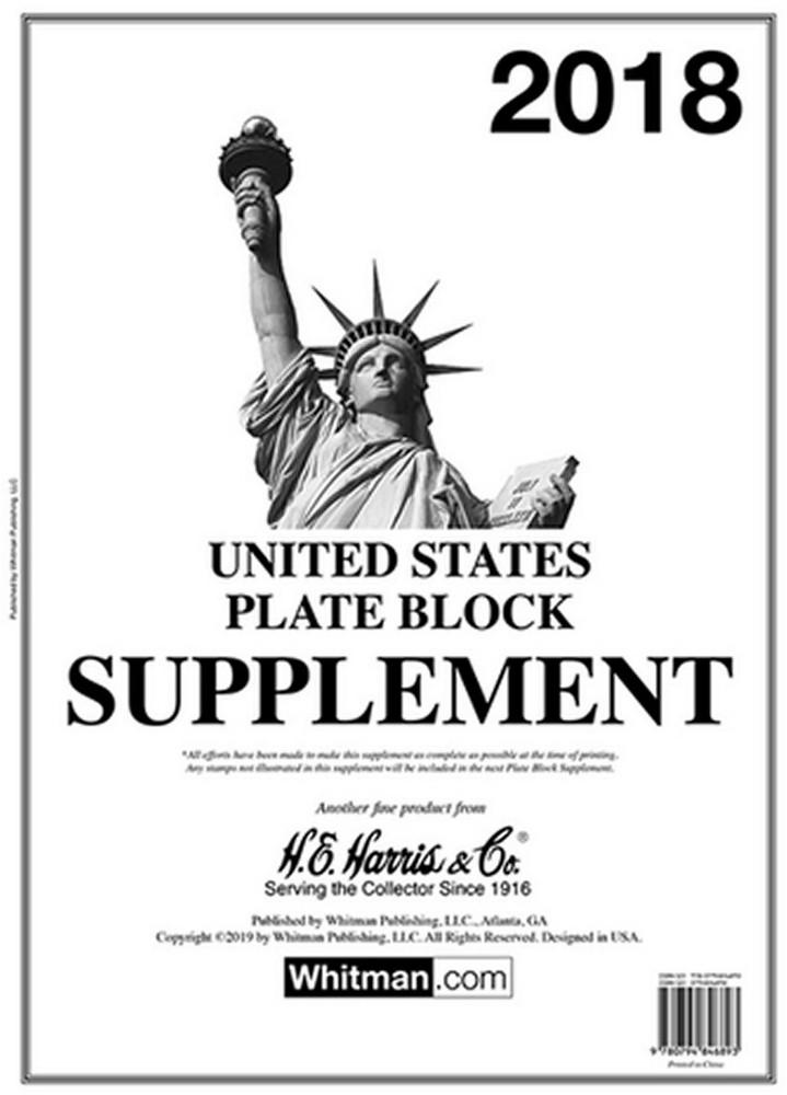 H E Harris US PLATE BLOCK Supplement for Stamp issued in 2018
