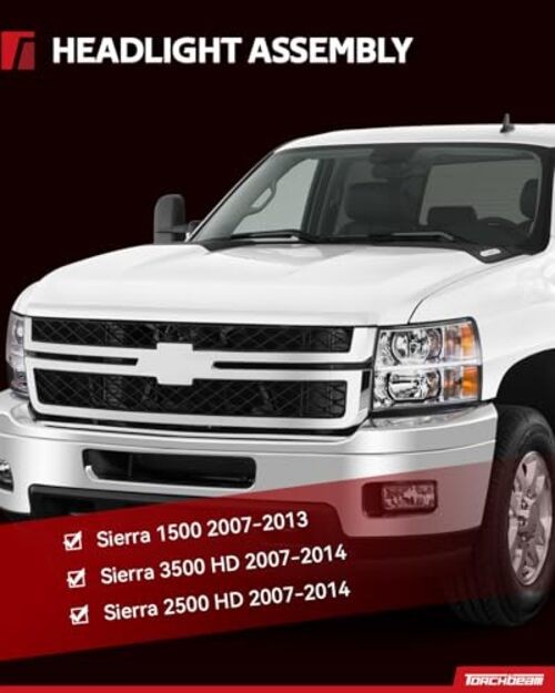 Sierra Headlight Housing from, Replacement Headlight Assembly for Chrome-Amber