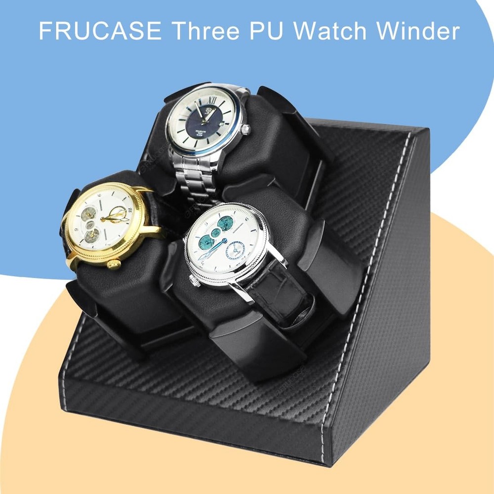 FRUCASE Three Watch Winder for Automatic Watches Box PU30B
