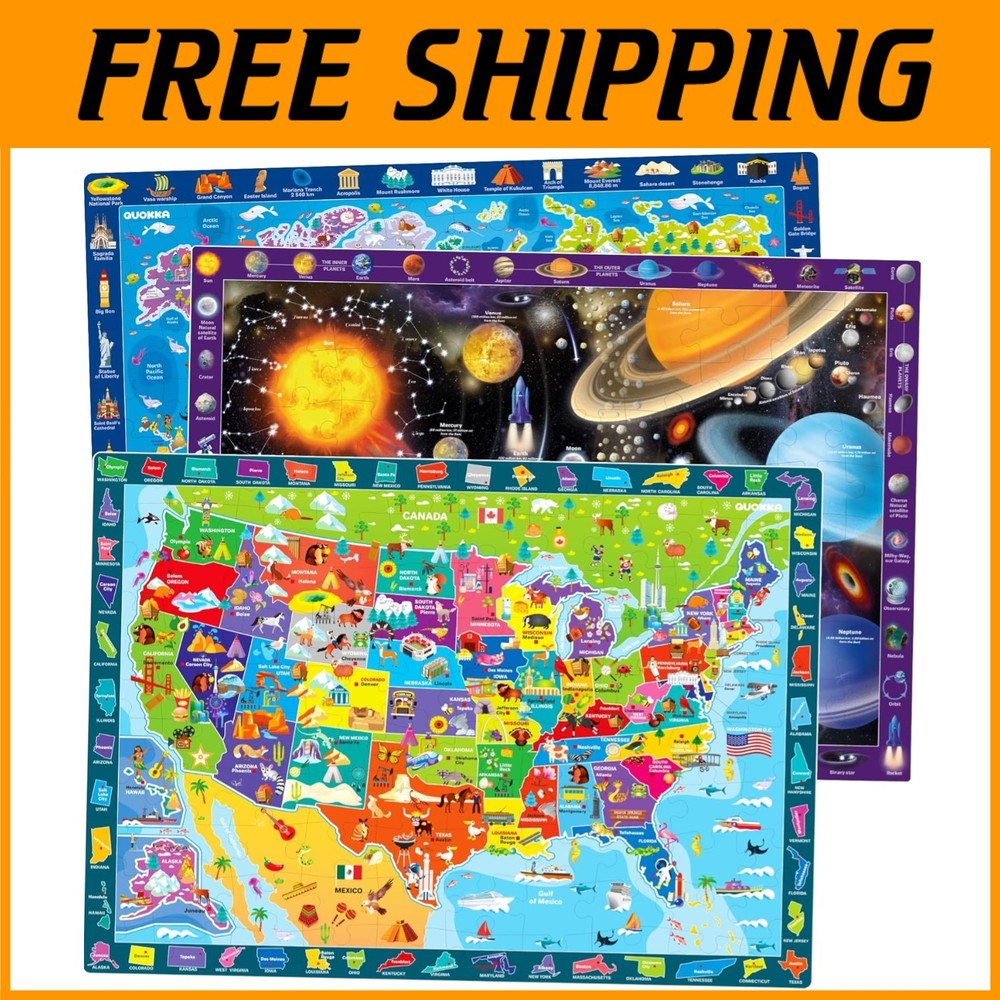 Educational World Map Space Puzzle Set