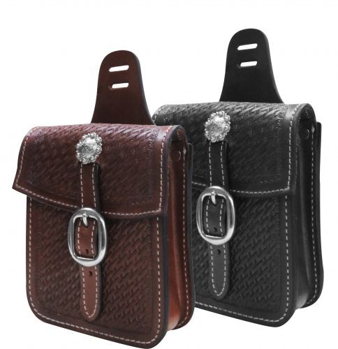 Showman Basketweave Tooled Saddle Pocket
