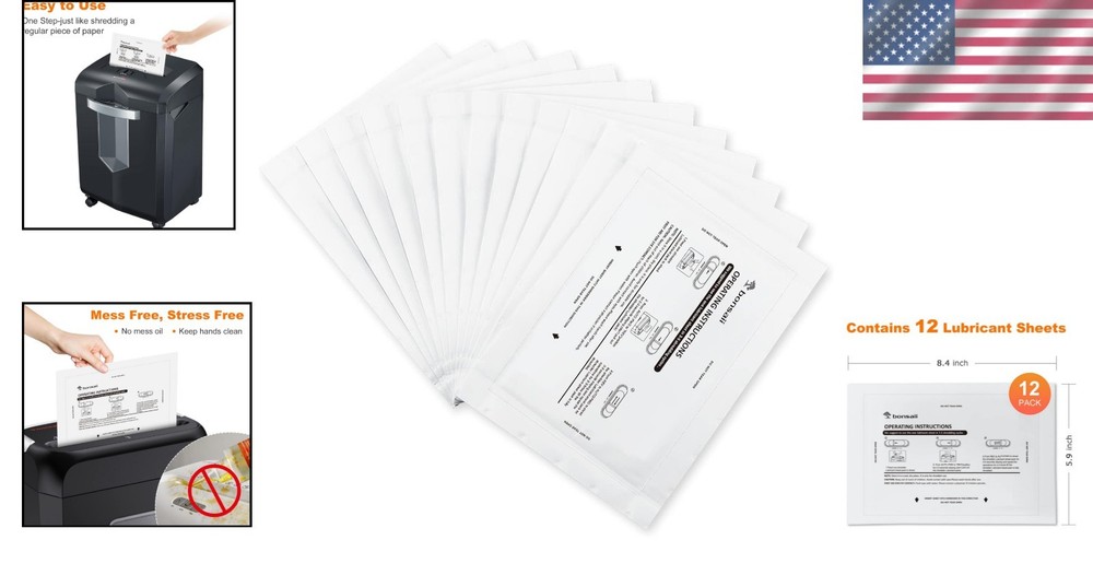 Shredder Lubricant Sheets - 12-Pack for Jam Prevention & Efficiency