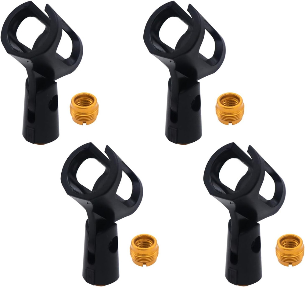 4Pcs Adjustable Rubber Microphone Holder Clips, Flexible Handheld Mic Stand A...