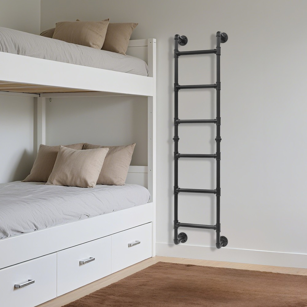 Wall-mounted 6-step Bunk Bed Ladder High Loft Attic Eight Steps Ladders Tool