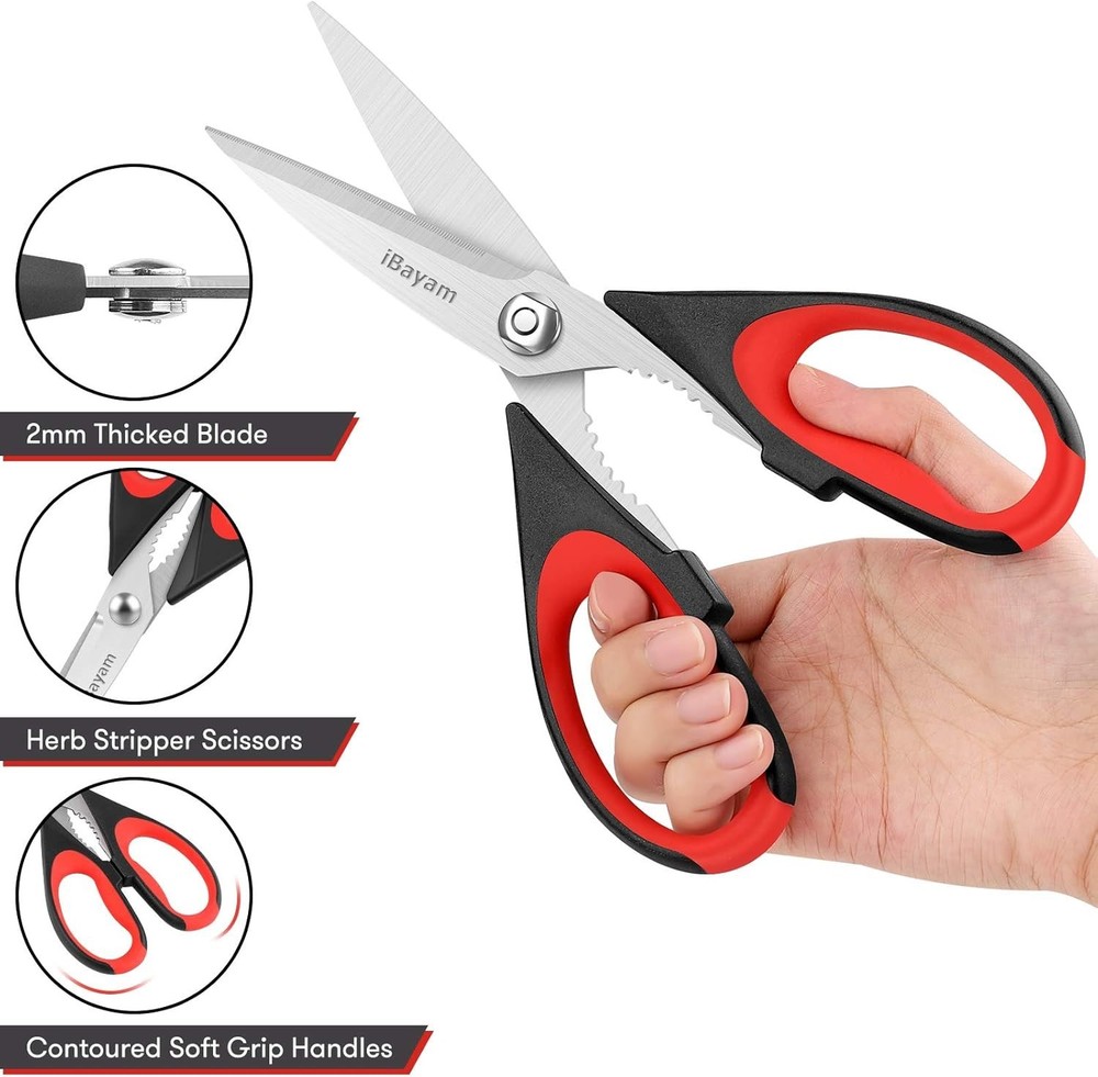 Versatile 2-Pack Kitchen Scissors - Multi-Purpose Heavy Duty & Dishwasher Safe