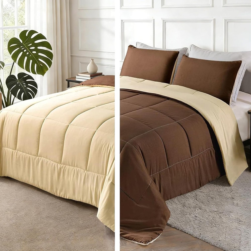 Lightweight Reversible Queen Size Comforter Set Down Alternative Comforter W/ 2