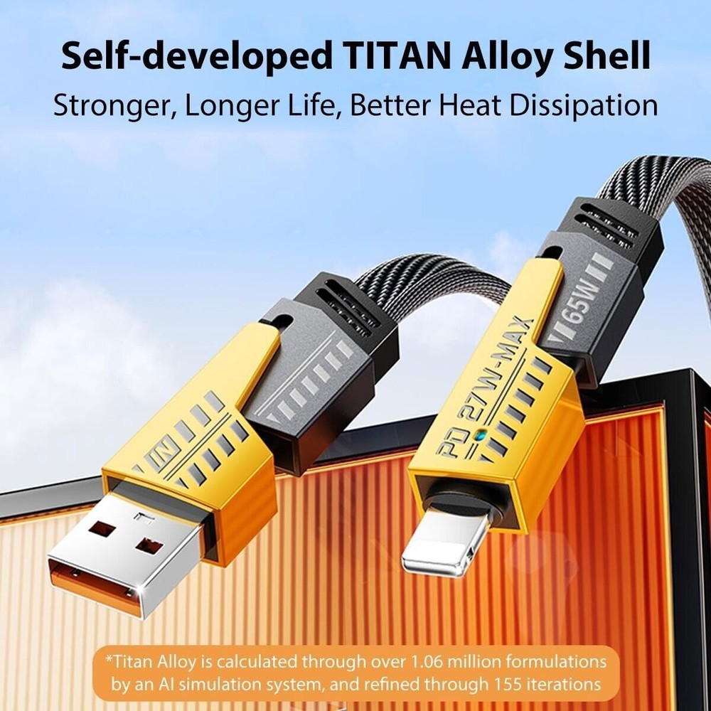 65W 4ft Fast 4-in-1 Multi-Function Charging Cable Compatible with Android&IOS