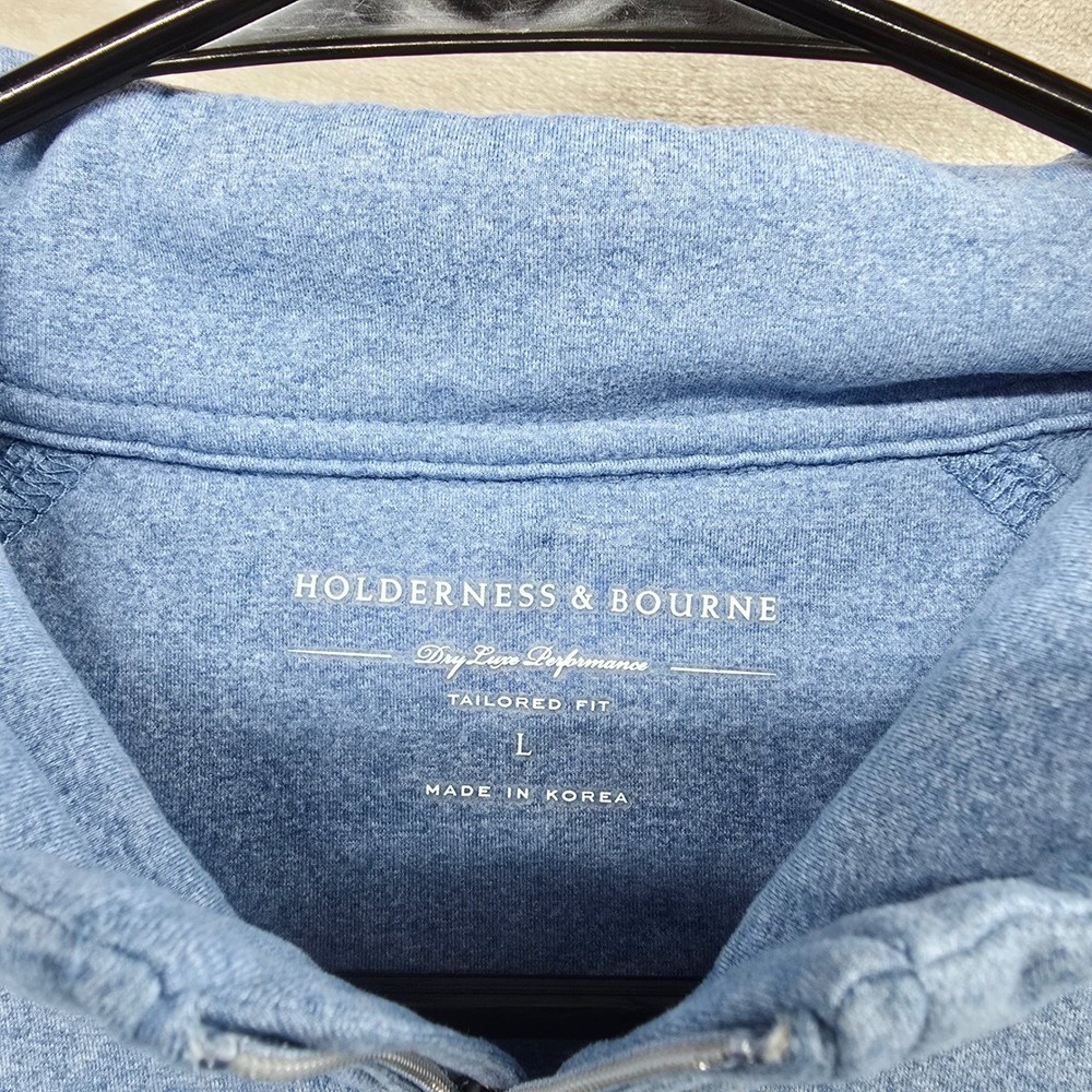 Holderness & Bourne Size Large Blue Quarter Zip Performance Pullover