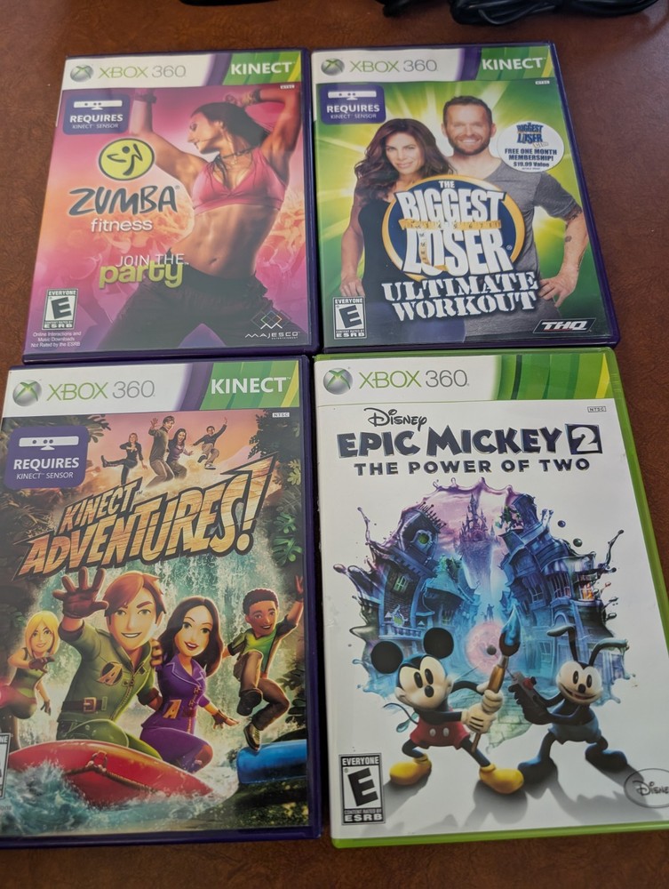 Microsoft Xbox 360 Kinect Motion Sensor Bar Black & 4 games bundle - Model 1414