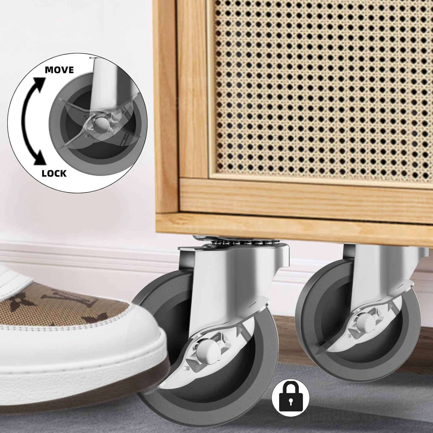 3 Inch Caster Wheels, Casters Set of 4, Heavy Duty Caster with Brake, Locking Ca