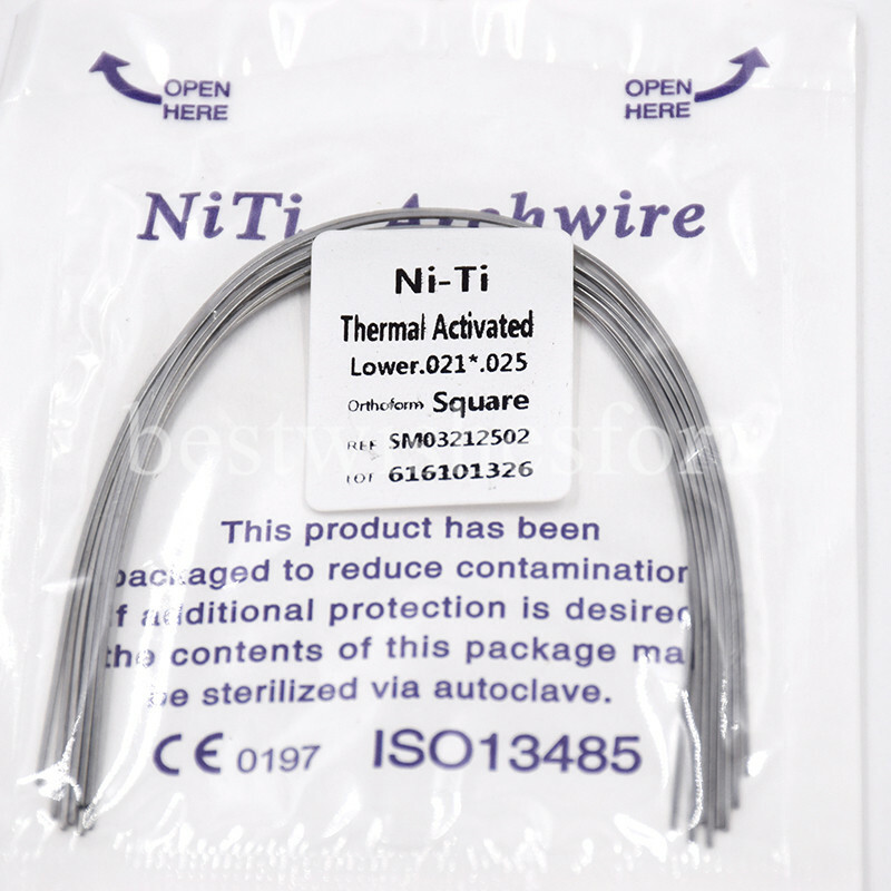 10 Pc Dental Rectangular Square Thermal Activated Niti Arch Wire 014*025-021*025