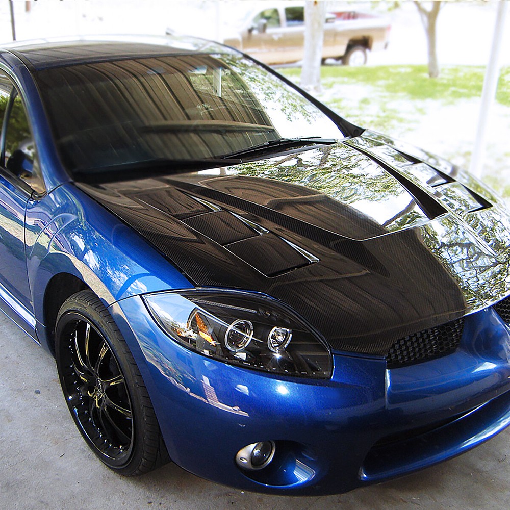 Black Fits 2006-2012 Mitsubishi Eclipse LED Halo Projector Headlights Left+Right