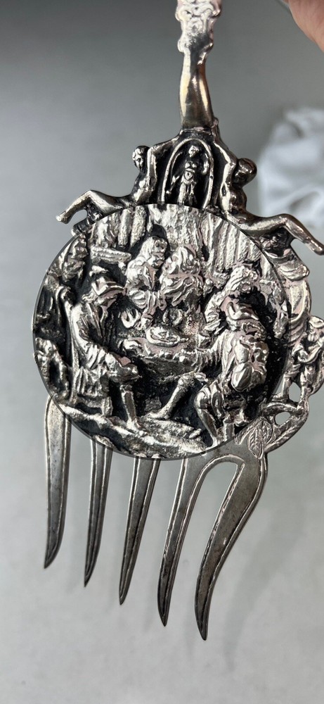 Antique Dutch 833 Silver Serving Fork