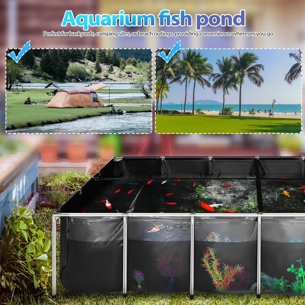 KOI Aquarium Tank Above Ground Fish Pond 750 Gal Foldable Canvas Fish Pool Pond