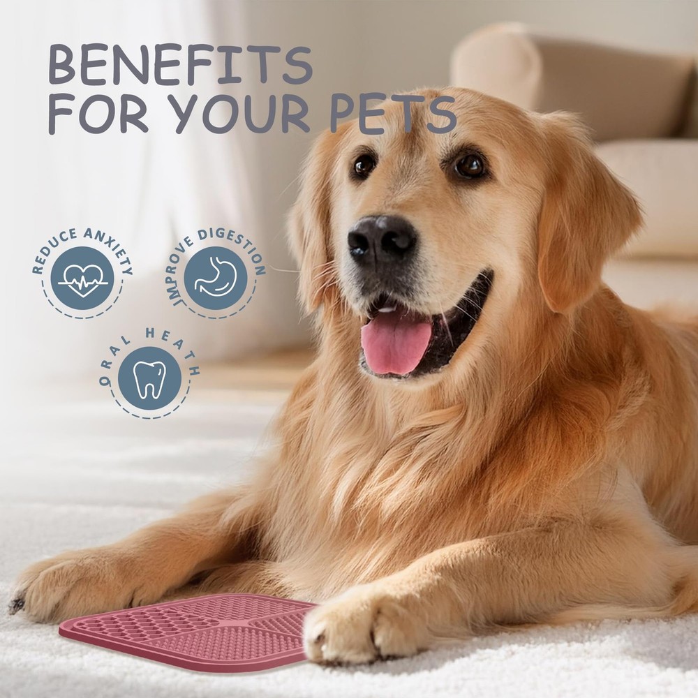 ChefAide 2 Pack Lick Mat for Silicone, Berry & Pink