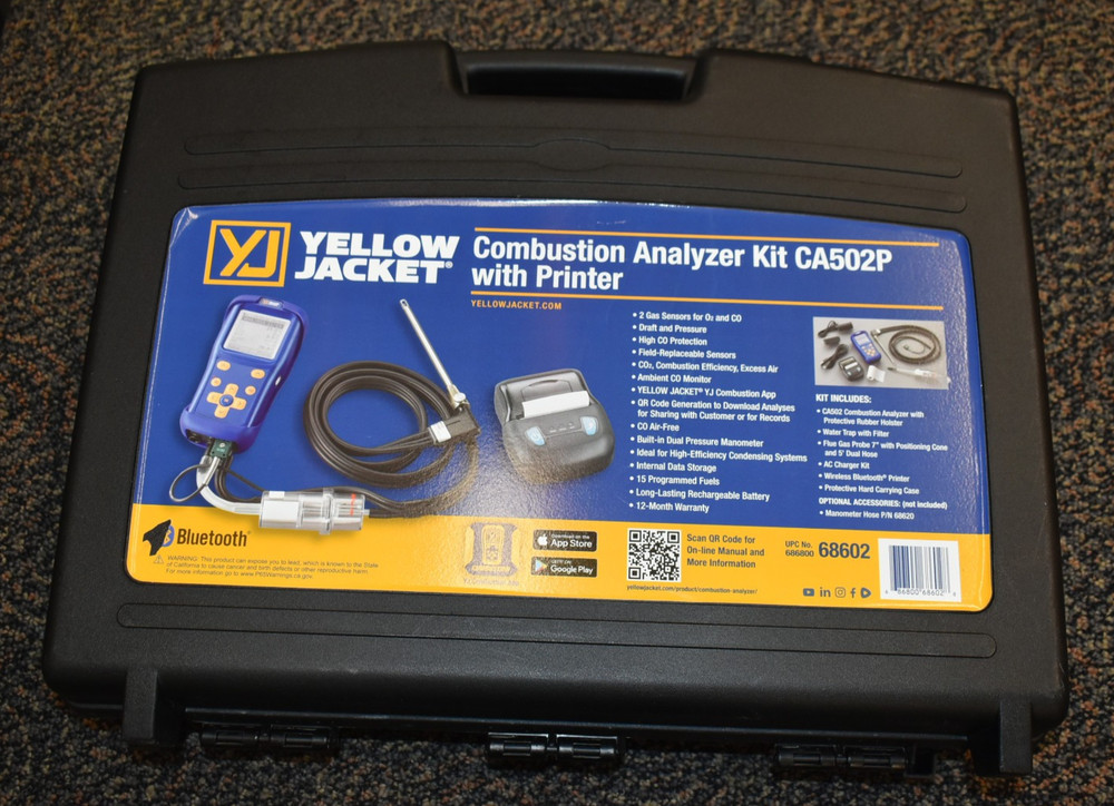 Yellow Jacket CA502P Combustion Analyzer Printer Kit 68602, Mint Condition!!!