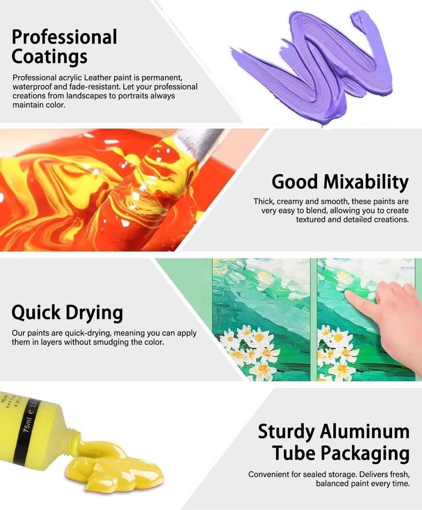 Versatile Black Acrylic Leather Paint 2.5oz - Perfect for Creative DIY Projects