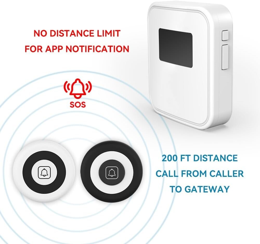 FORFEND Caregiver Pager Call Button Wireless Alert System Black