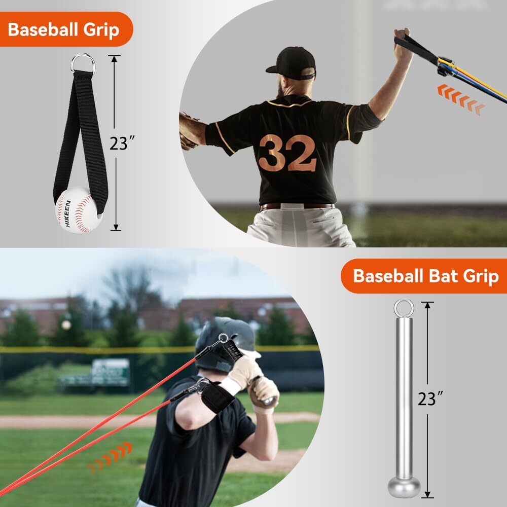 Resistance Bands-Baseball Pitching Trainer w/ Interchangeable Grips Arm Strength