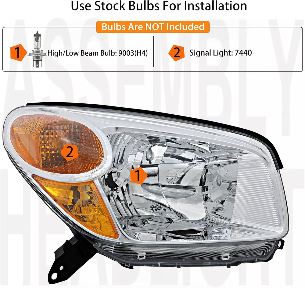 Chrome Headlights for Toyota RAV4 2004 Pair