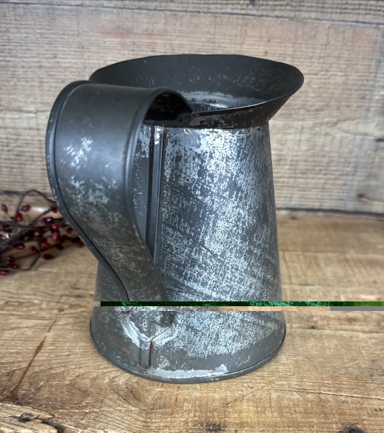 Early Antique Tin Pitcher Tinsmith Made Primitive Pitcher