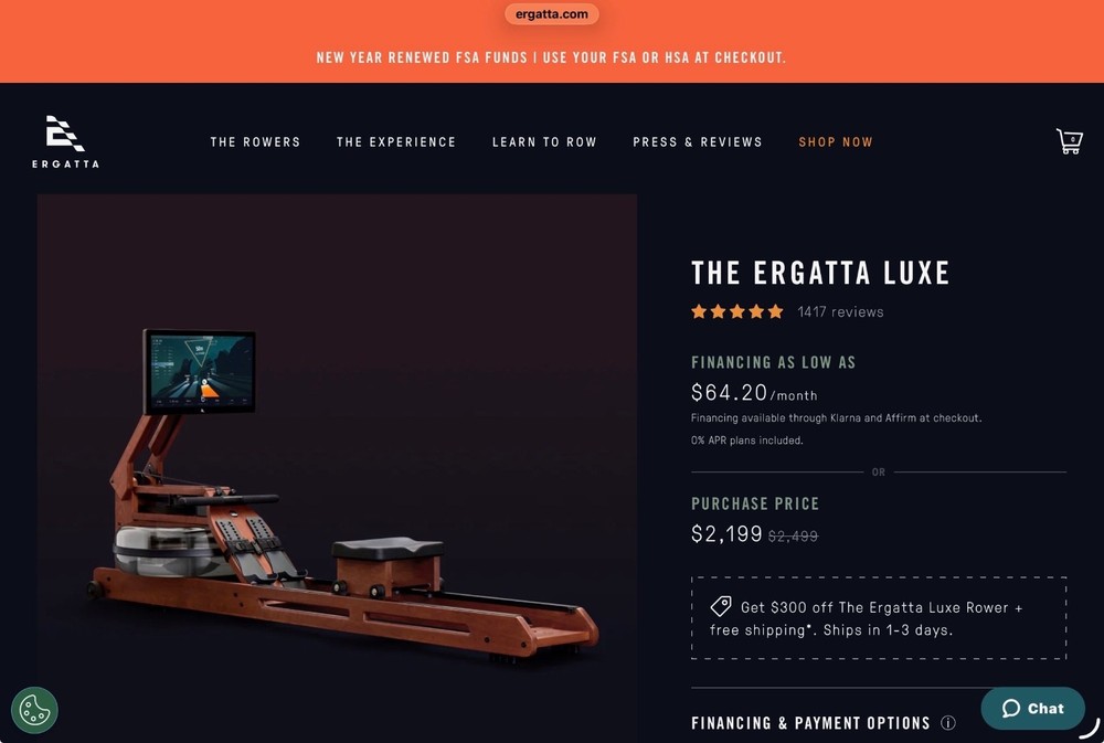 Ergatta Water Rower - Barely Used Excellent Condition