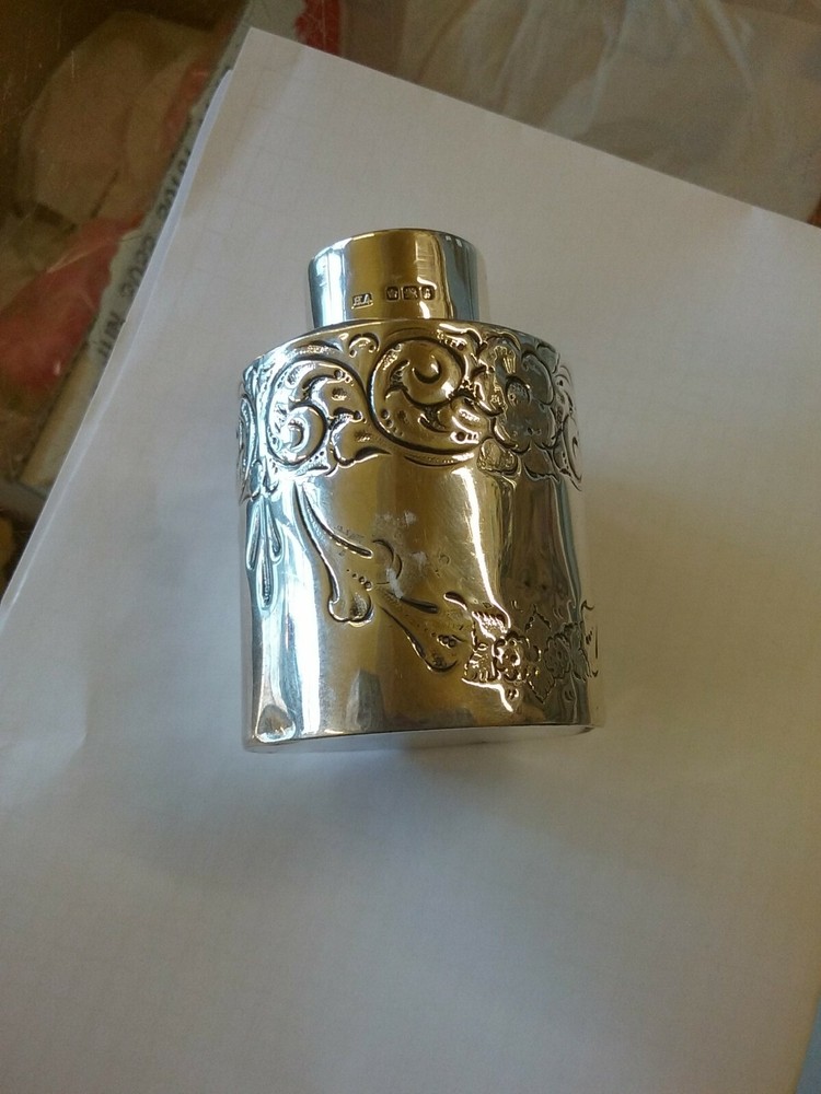 sterling silver ornate  tea caddy