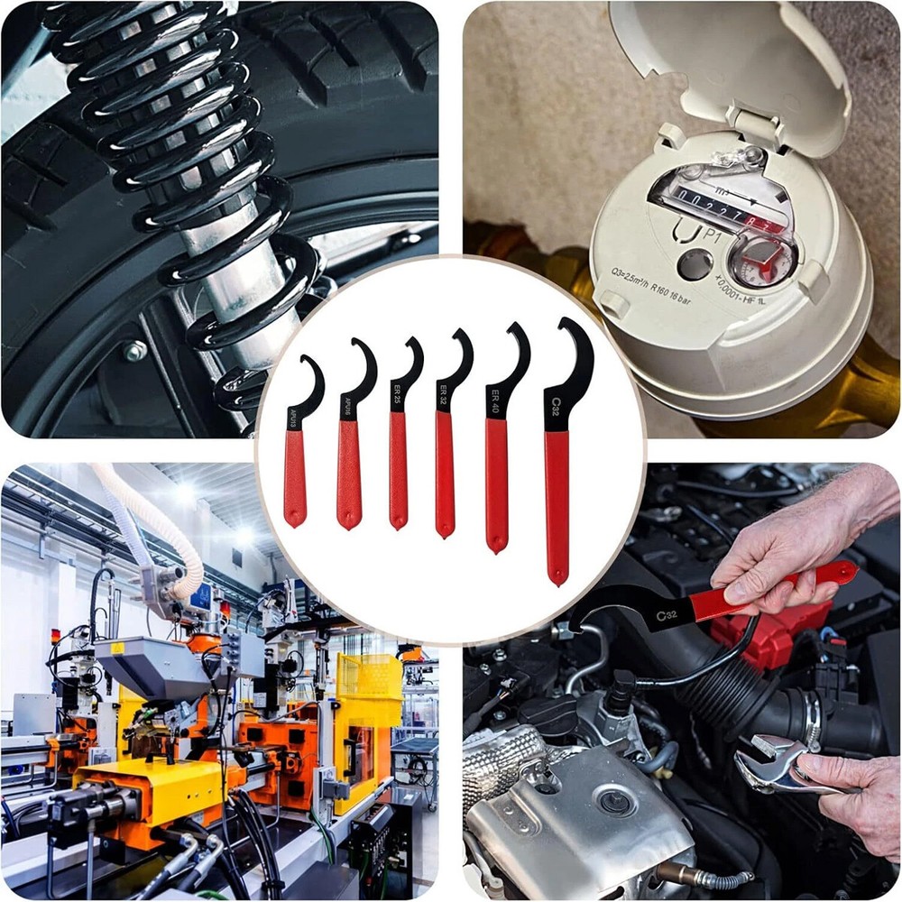 6pcs Coilover Spanner Wrench Set Coilover Wrench C-Shape Spanner Wrench Shock US