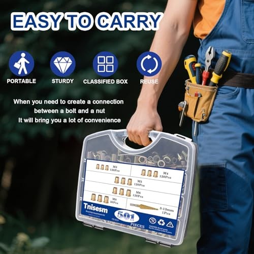 501Pcs Rivet Nut Tool Kit, Rivnut Tool 5 Size Nutsert Tool Kit