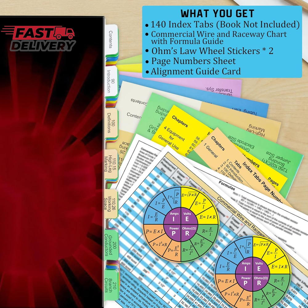 Electrical Code Tabs for NEC 2020, 140 PCS Laminated & Color-Coded for National