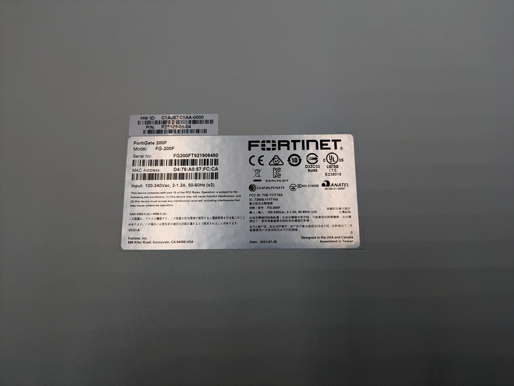 Fortinet FortiGate 200F FG-200F Next-Generation High-Performance Firewall