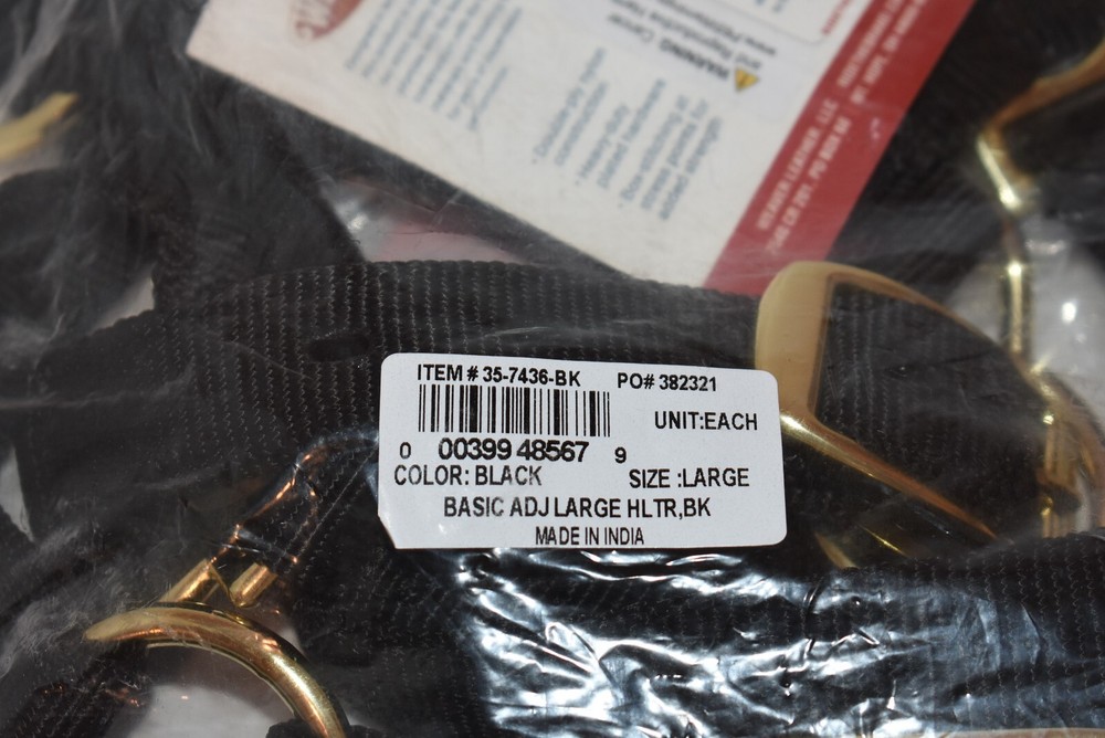 Weaver Leather Basic Adjustable Nylon Halter Black 1" Large Horse NWT
