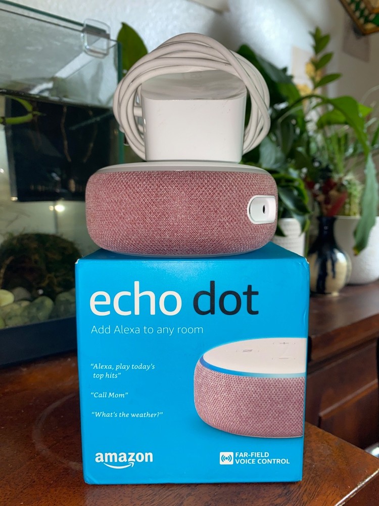 Echo Dot 3rd Gen w/Power Adapter Smart Speaker Alexa Amazon (red/white)