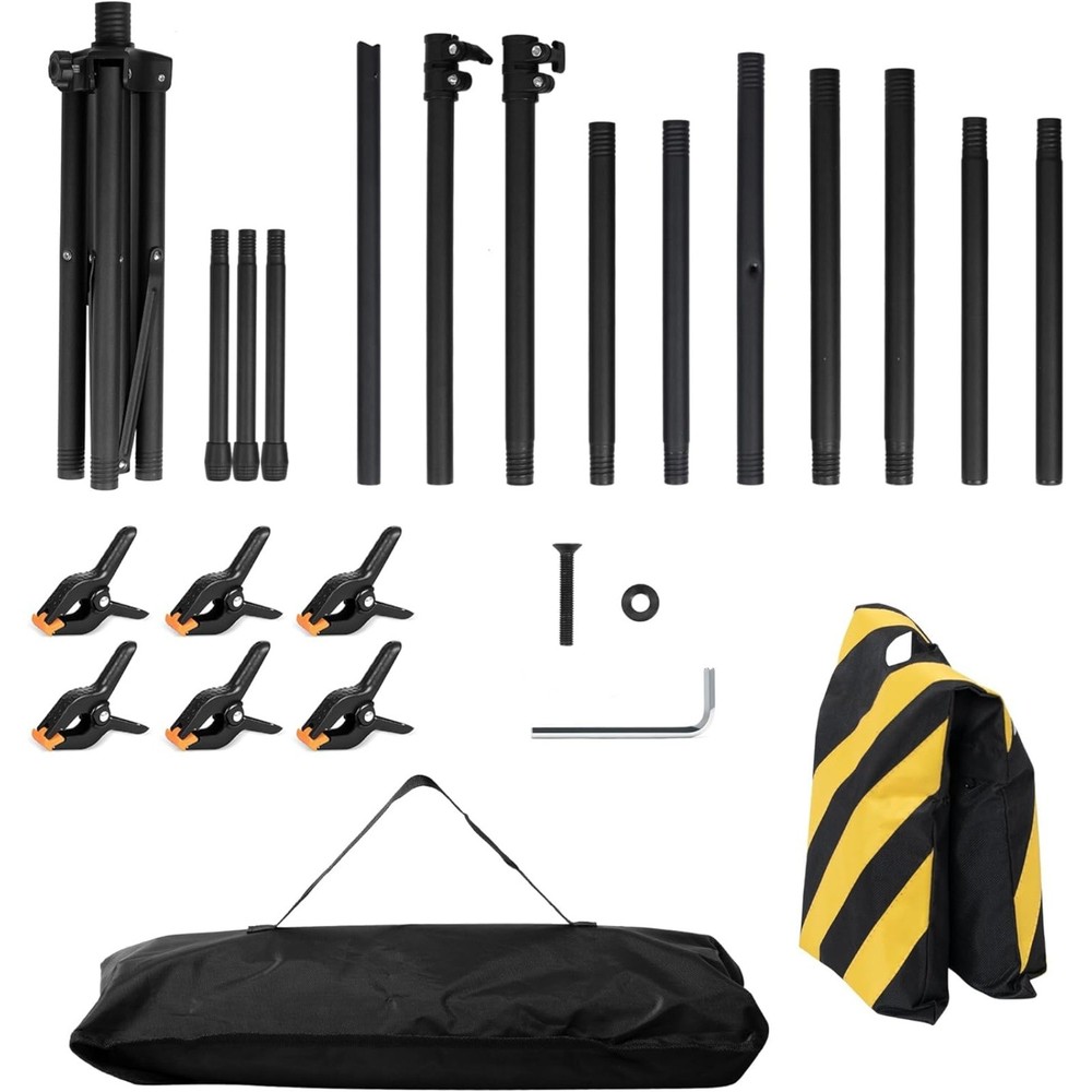 Portable T-Shape Greenscreen Backdrop Background Stand Kit 6.5 X 5 ft Adjustable