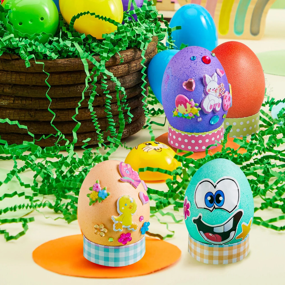 41Pcs Easter Egg Dye Kit,Diy Easter Egg Decorating Craft Kit with Egg Tray,Egg S