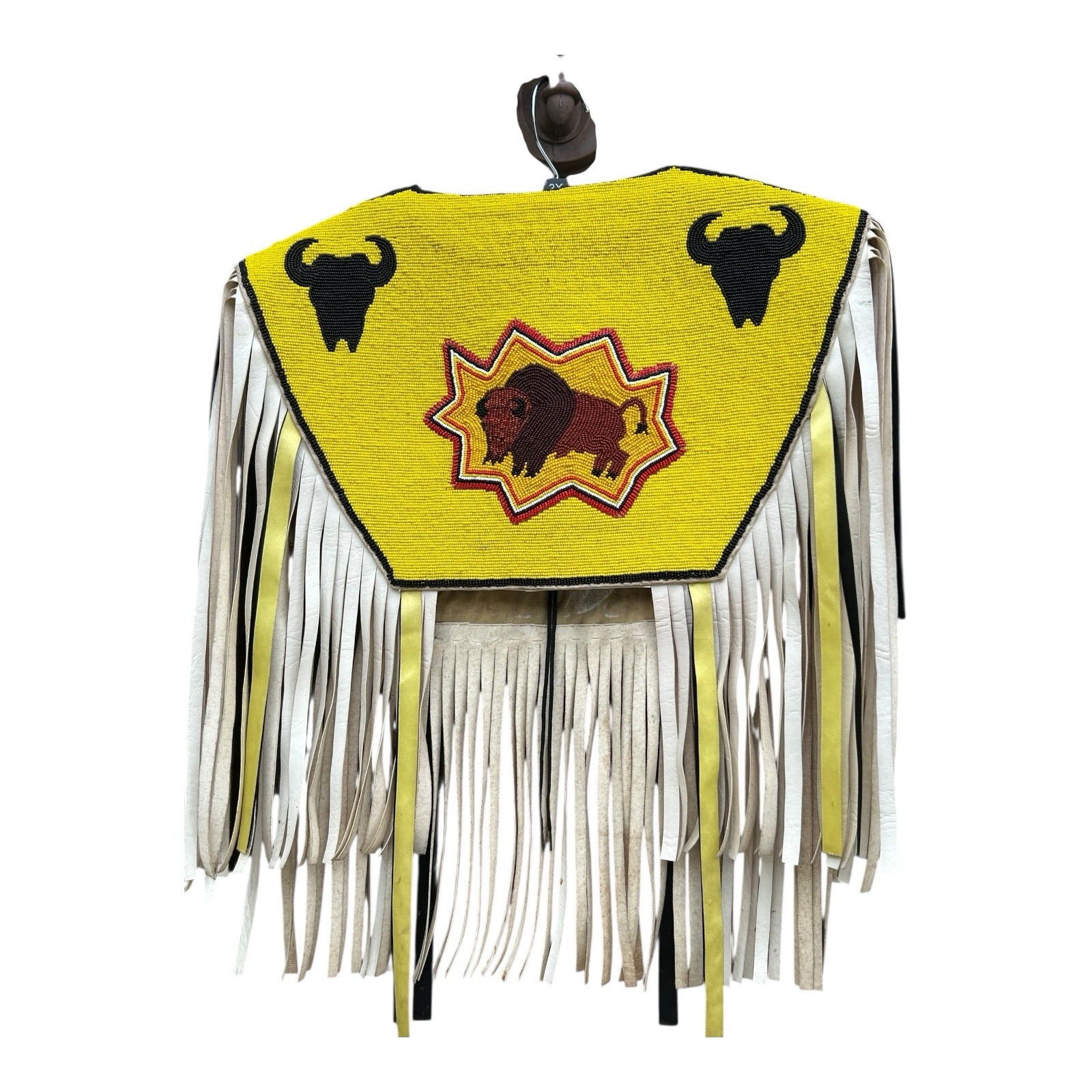 Vintage Native American Pow Wow Regalia Ceremonial Beaded Vest US Canada Buffalo