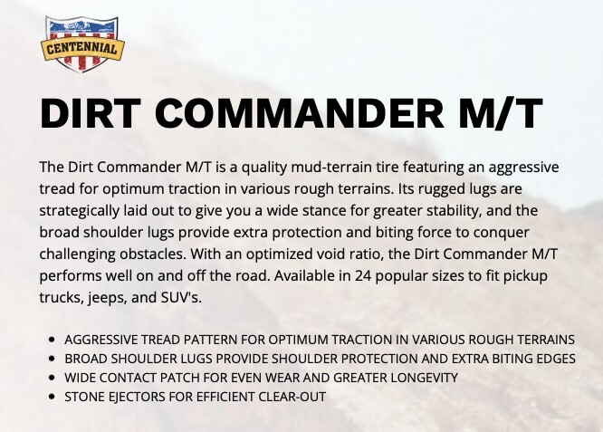 4 NEW 33x12.50R20 Centennial Dirt Commander M/T 12 PLY Mud Tires 33 12.50 20 R20