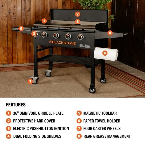 Blackstone 4-Burner 36" Griddle Cooking Station with Hard Cover