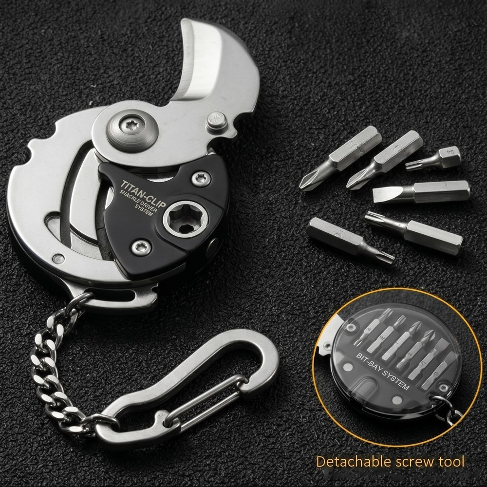Multifunction Keychain Screwdriver | Hex Coin Folding EDC | Tool Mini Knife