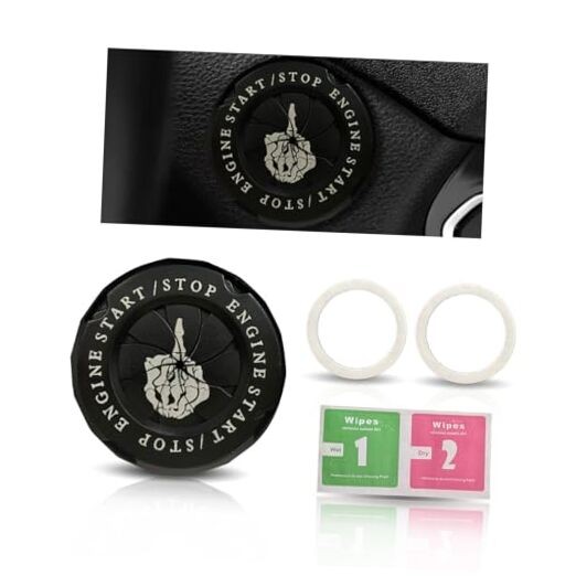 Black Car Push Start Stop Button Rotary Ignition Protector Cover